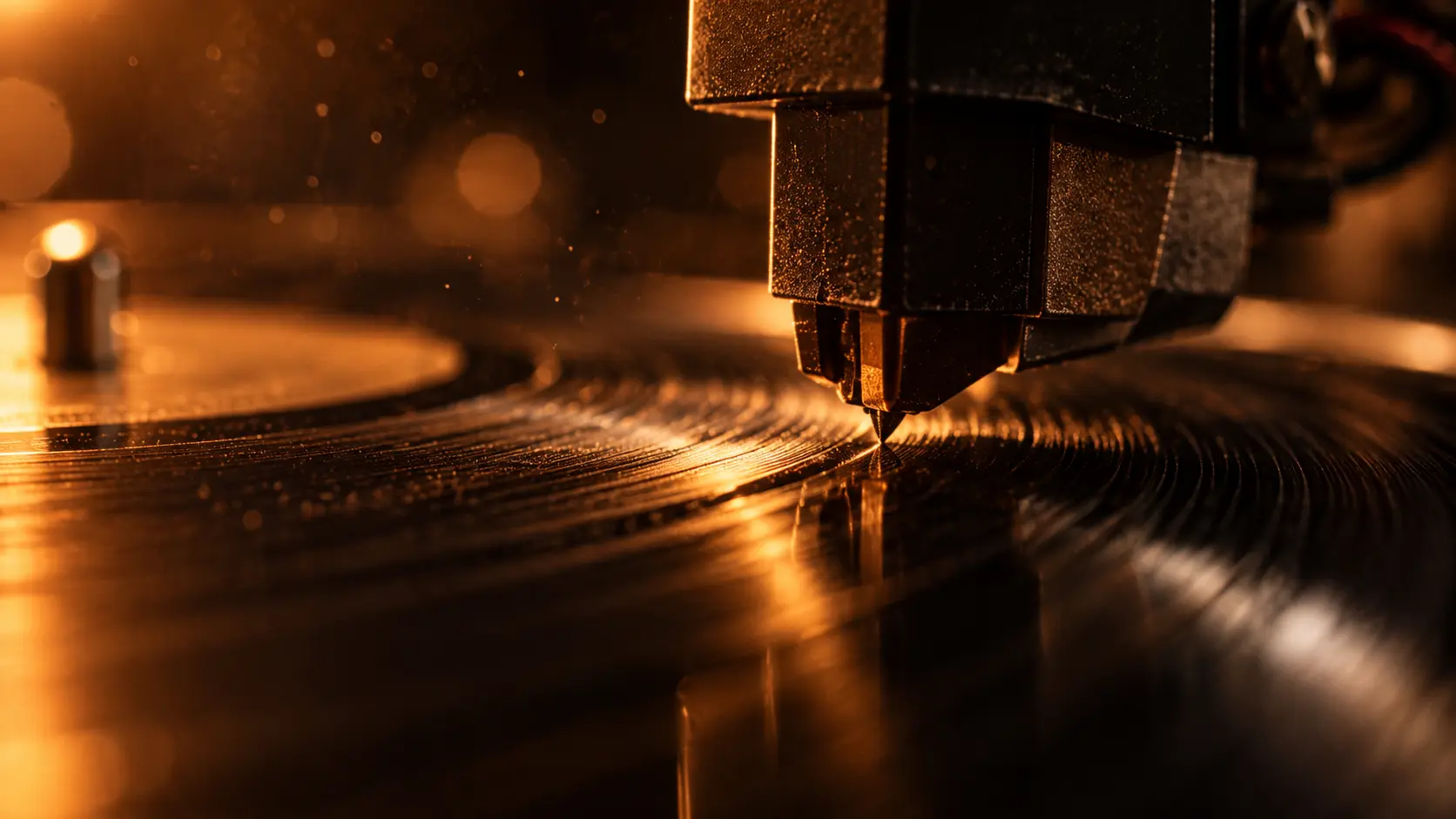 The needle dropping onto the record